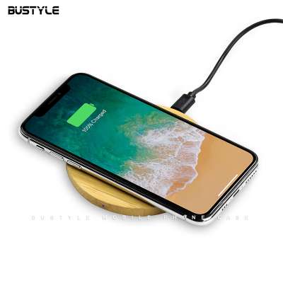 Customized Laser engraving Bamboo Wooden Thin Fast wireless mobile phone charger for iPhone 8 plus x xs max